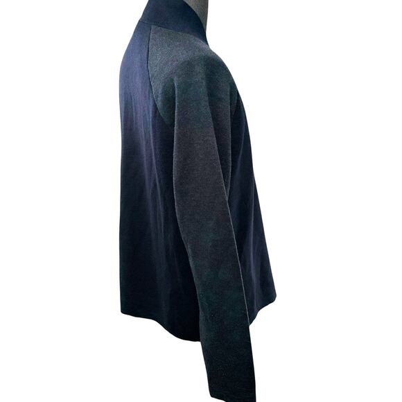 Emporio Armani Cardigan Sweater Men XL Raglan Shawl 2 Tone Navy Gray Wool Blend - Picture 4 of 11